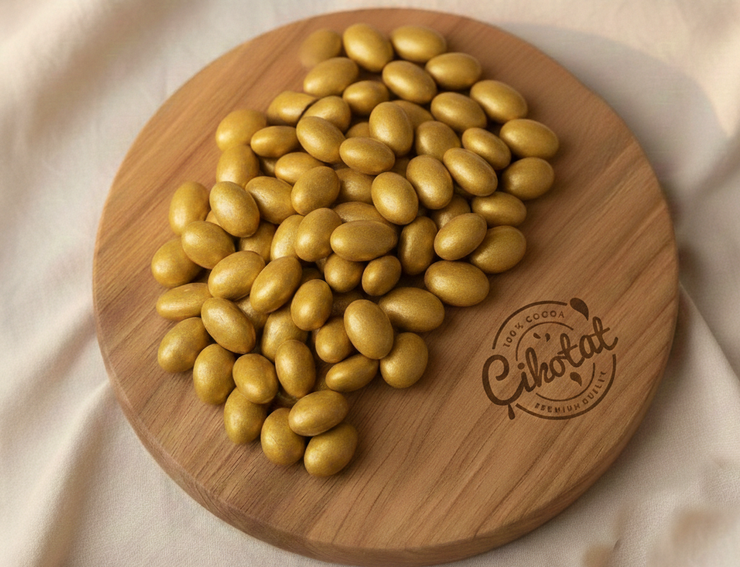 Altın renkli badem şekeri